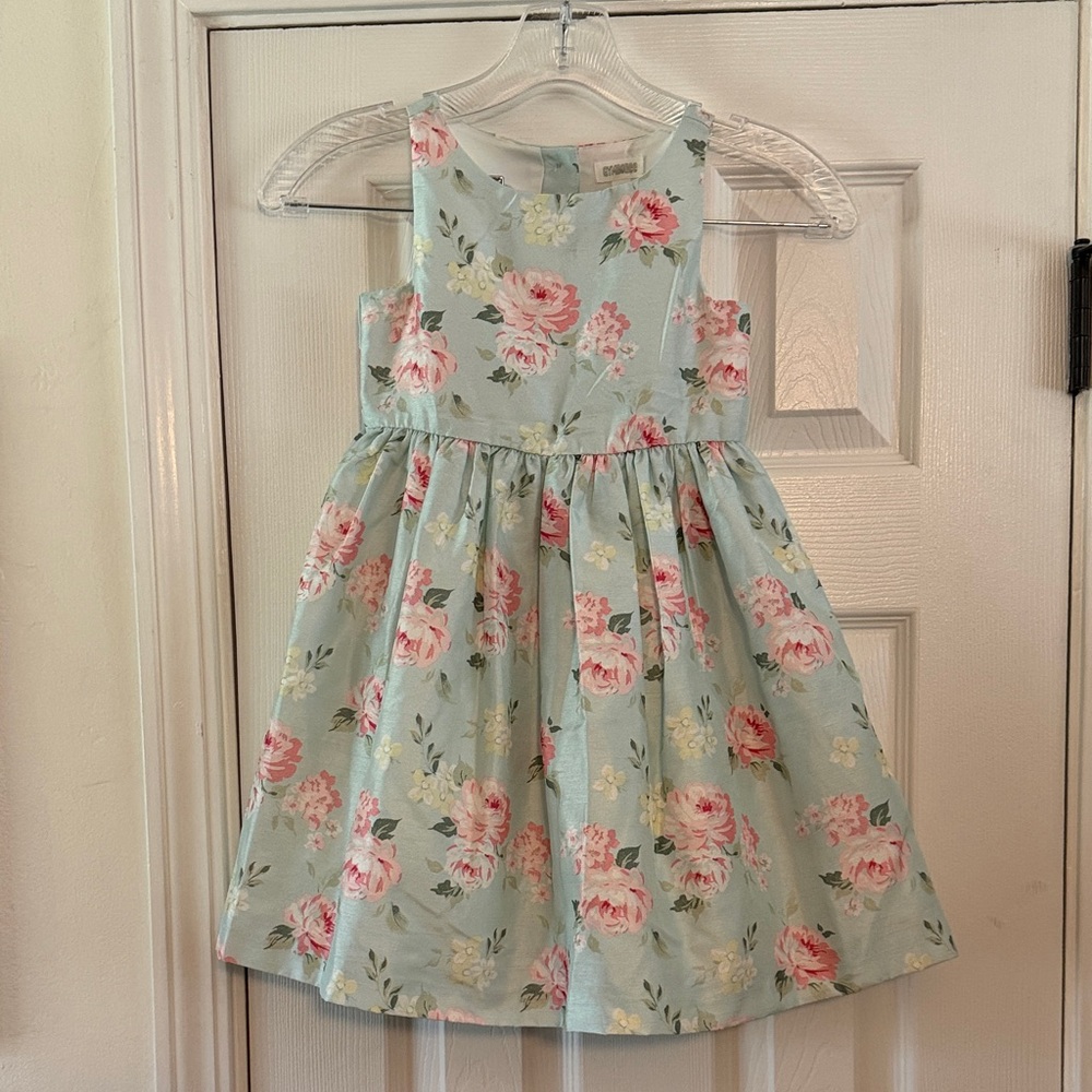 Floral Kids Dress in Blue and Pink